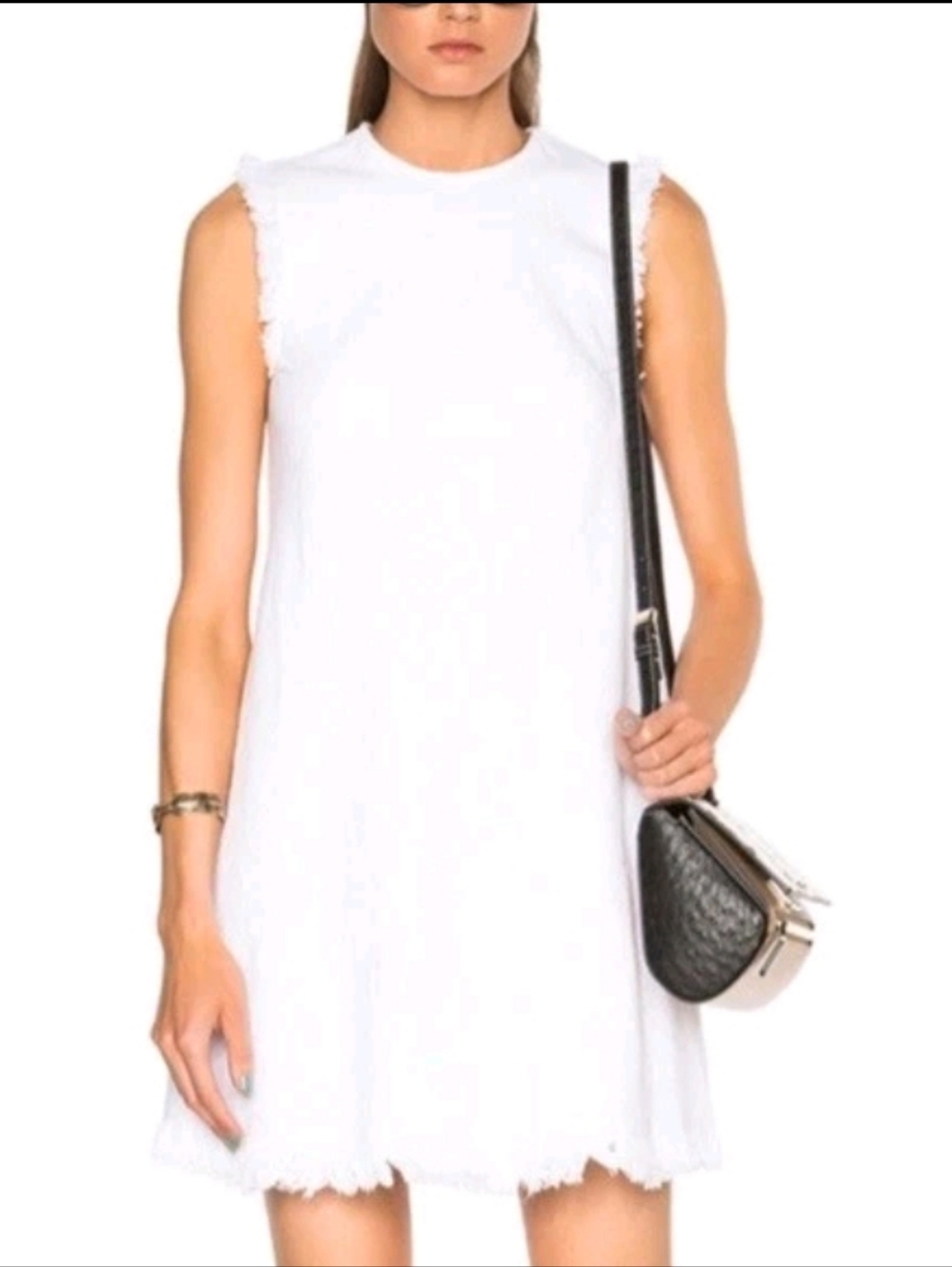 Alexander Wang White Sleeveless Mini Dress with Fringed Trim - Picture 2 of 11